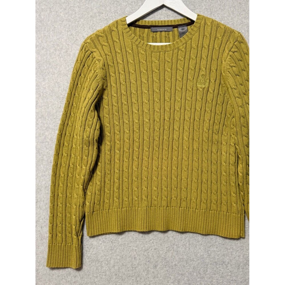 Vintage Liz Claiborne Pullover Cotton Cable Knit Sweater Size XL Olive Green - Picture 4 of 10